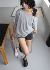 EYELET OFF SHOULDER TEE
