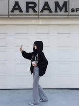 [Bellied made/Overfit] モーブニングカラーブロッキング2ウェイフード付きジップアップ
