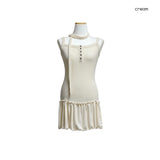 (4color) Wave Flare Sleeveless Tee (Tie Muffler Set)