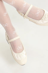 ribbon pattern over knee socks (white)