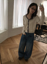 レガサイドカットワイドデニムパンツ