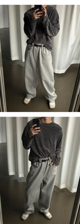 [S/S] カッティングラウンドネックベルベットニット (5color)