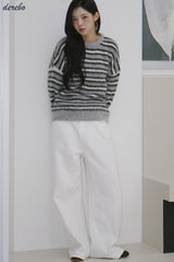 white cotton wide casual pants