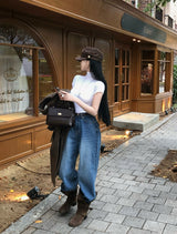 [BELLIDE MADE] シアーリングバックポケットデニムワイドパンツ