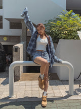 Cutting Waist Shorts Denim Pants