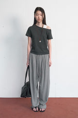 Ethnic Striped String Wide Pants (Khaki)