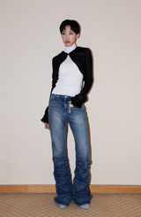  Wool Bolero Hoodie Cardigan_Black