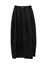 Boxy Pleated Cotton Balloon Long Skirt