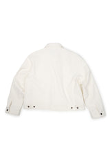 (BASE) CROP DOUBLE FLAP TRUCKER (WHITE)