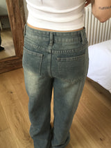 ウィープカットラインワイドデニムパンツ