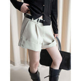 Linen Pleated A-Line Roll-Up Shorts