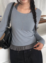 バオールホルターフリルノースリーブ長袖Tシャツセット