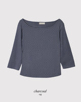 Dot Crop Three Quarter Sleeve T-Shirt (4color)