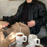 Waini Crack Two-Way Semi-Over Leather Jacket