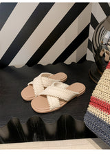 Cross Weave Open-Toe Strap Sandals
