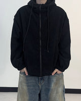 [Lined Fur] Weave Corduroy Hood Jacket