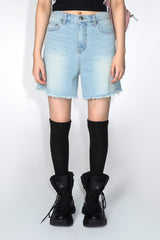 RED HEART LOGO DENIM SHORTS