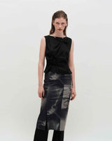 Embroidered Graphic Jersey Skirt _ BLACK