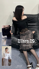 #T1201 Lace one-shoulder elastic top(2colors)