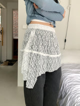 LACE UNBAL LAYERED SKIRT (2C)