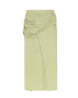 Shirring Layered Slit Skirt _ OLIVE GREEN
