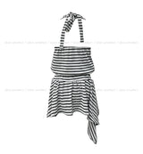 Witty Stripe Flare Halter Sleeveless