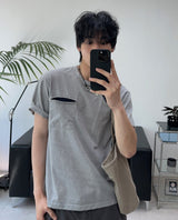 テズダイアゴナルヘンリーネックTシャツ