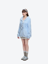 13DE MARZO Faux Mink Fur Zip Jacket
