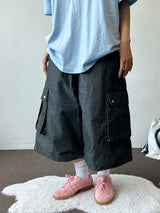 Nedi Cotton Multi Pocket Cargo Bermuda Shorts 2color