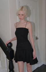 C RUFFLE SLEEVELESS DRESS_BLACK