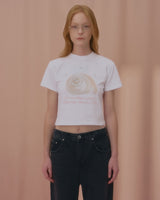 チャーミングシェルクロップTシャツ-WHITE