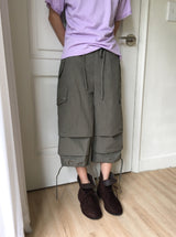 Elise Nylon Wide Capri Bermuda Pants