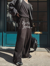 Zenith embroidered brushed wide pants