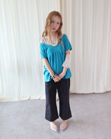 STEP BUTTON CROPPED PANTS