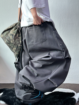 FRONT TWO RIVET POCKET BALLOON PARACHUTE COTTON BIG PANTS 💚🩶🖤🤎 - 4 COLORS
