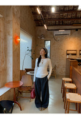 silver bow open ribbed long-sleeved knitwear