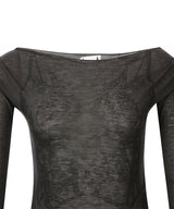 CORSET SHEER LONG SLEEVE_CHARCOAL