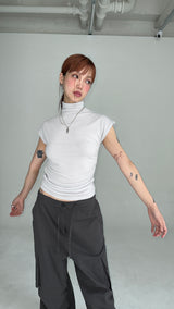 HALF NECK SHIRRING T-SHIRTS