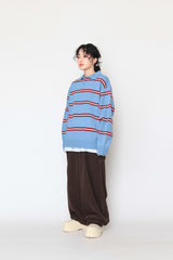 Colored striped collar knitwear