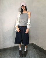 ドピンインシジョンウォッシングデニムバミューダパンツ