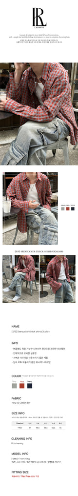 【S/S】シアサッカーチェックシャツ(3color)