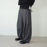 stripe curved wide slacks