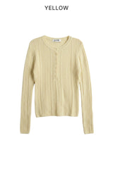 Nata Henley Neck Ribbed Knit Top