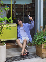 クーリアストライプオーバフィットシャツ