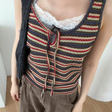 Titan color combination striped strap vest tank top sleeveless