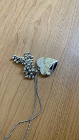 Heart.silver balls long necklace