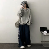 Ez embroidered big lettering sweatpants wide pants