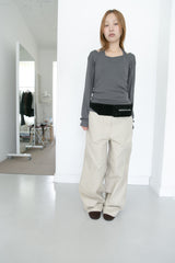soft deep neck long top(3colors)