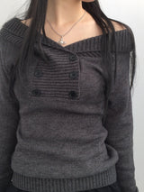 button shawl collar knitwear
