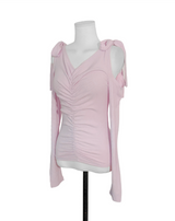 term ribbon off & shirring slim top